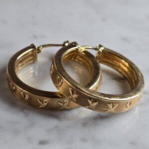 Womens Vintage Estate 14K Yellow Gold Hoop Earrings 6.3g E7334